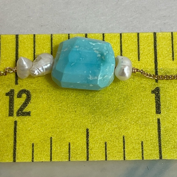 Blue gem Turquoise and Pearl necklace - Picture 6 of 6